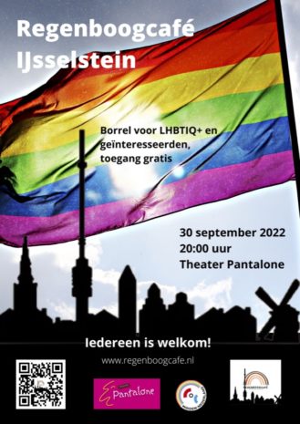 Voorkant flyer Regenboogcafé september 2022 bij COC Midden-Nederland