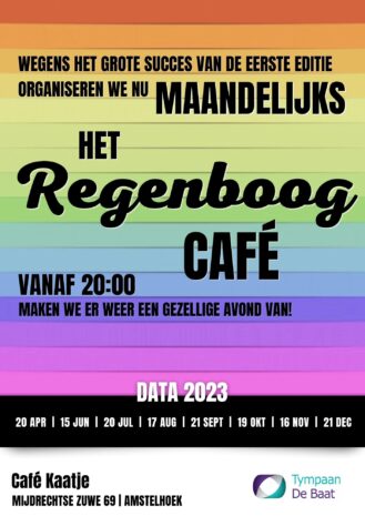 Flyer Regenboogcafe hele jaar. 2 bij COC Midden-Nederland