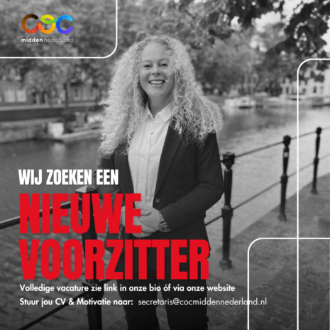 Nieuwe voorzitter gezocht bij COC Midden-Nederland